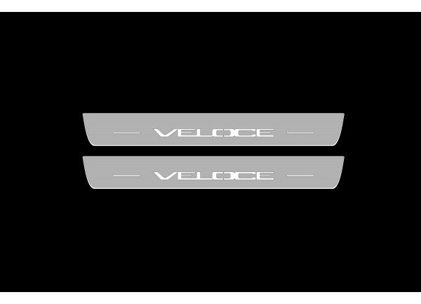 Illuminated LED Door Sill Tread Plates Alfa Romeo Giulia 2016+ With Veloce Logo Alfa Romeo Led Door Sills opdesign