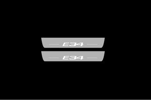 Illuminated LED Door Sill Tread Plates BMW 5 E34 1987-1996 With E34 Logo BMW Led Door Sills opdesign