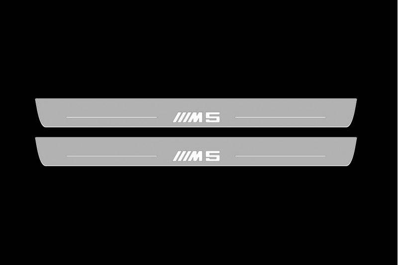 Illuminated LED Door Sill Tread Plates BMW 5 E39 1995-2004 With M5 Logo BMW Led Door Sills opdesign