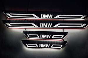 Illuminated LED Door Sill Tread Plates BMW 5 E39 1995-2004 With BMW LINE Logo BMW Led Door Sills opdesign