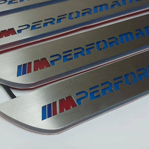Illuminated LED Door Sill Tread Plates BMW 5 E34 1987-1996 With M Perfomance Logo BMW Led Door Sills opdesign