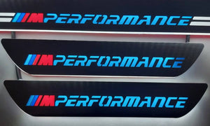 Illuminated LED Door Sill Tread Plates BMW 5 F10 2009-2017 With M Perfomance Logo BMW Led Door Sills opdesign