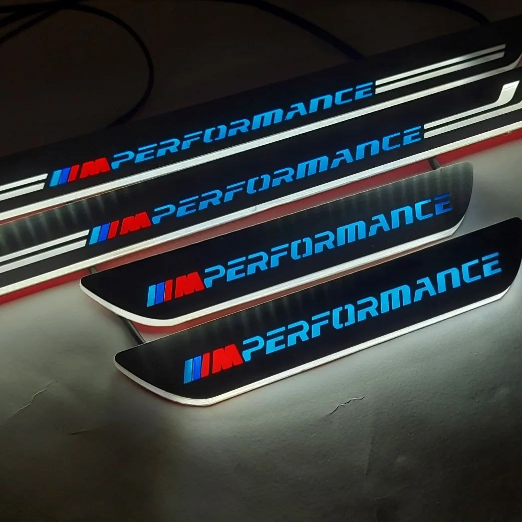 Illuminated LED Door Sill Tread Plates BMW X1 E48 2009-2015 With M Perfomance Logo BMW Led Door Sills opdesign