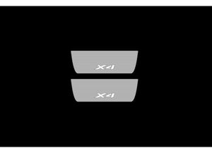 Illuminated LED Door Sill Tread Plates BMW X4 F26 2014-2018 With X4 Logo BMW Led Door Sills opdesign