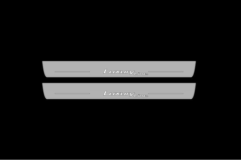 Illuminated LED Door Sill Tread Plates BMW 5 F10 2009-2017 With Luxury Line Logo BMW Led Door Sills opdesign