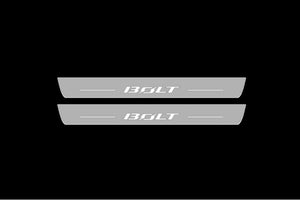 Illuminated LED Door Sill Tread Plates Chevrolet BOLT 2017+ With BOLT Logo Chevrolet Led Door Sills opdesign
