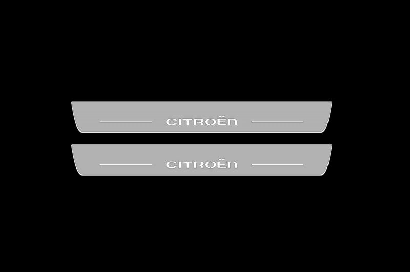 Illuminated LED Door Sill Tread Plates Citroen C4 II 2010-2020 With Citroen Logo Citroen Led Door Sills opdesign