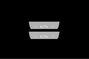 Illuminated LED Door Sill Tread Plates Citroen C4 II 2010-2020 With C4 Logo Citroen Led Door Sills opdesign