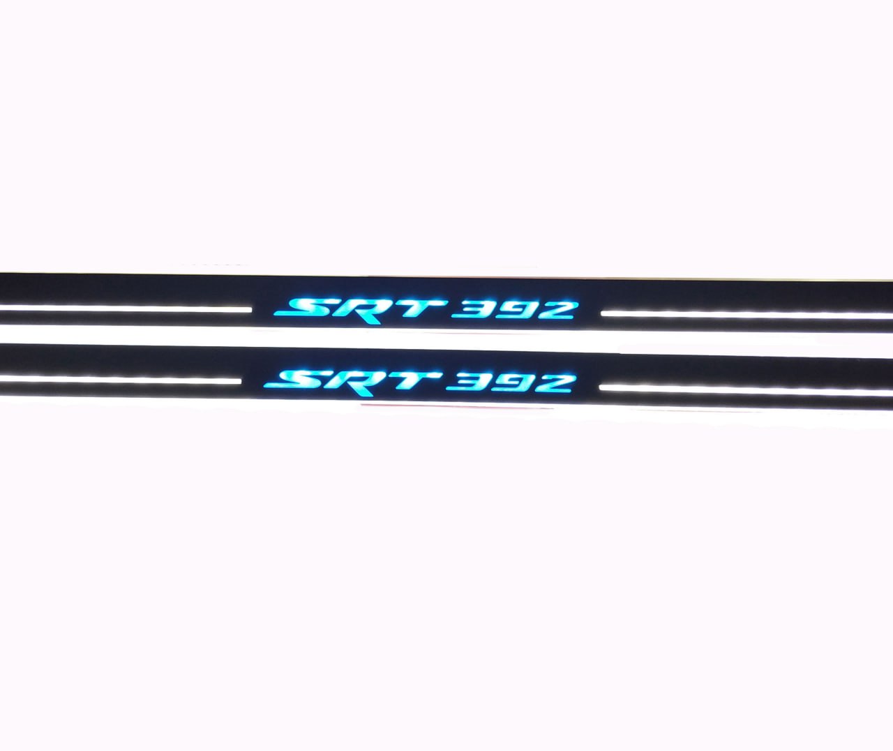 Illuminated LED Door Sill Tread Plates Dodge Challenger 2008-2023 With SRT 392 Logo Dodge Led Door Sills opdesign