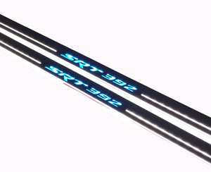 Illuminated LED Door Sill Tread Plates Dodge Challenger 2008-2023 With SRT 392 Logo Dodge Led Door Sills opdesign
