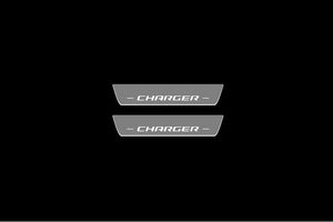 Illuminated LED Door Sill Tread Plates Dodge Charger 2011-2023 With CHARGER Logo Dodge Led Door Sills opdesign