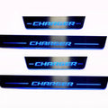 Illuminated LED Door Sill Tread Plates Dodge Charger 2023+ With Charger Logo (Type 2) Dodge Led Door Sills opdesign