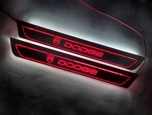 Illuminated LED Door Sill Tread Plates Dodge Charger 2023+ With DODGE Logo Dodge Led Door Sills opdesign