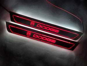 Illuminated LED Door Sill Tread Plates Dodge Charger 2011-2023 With DODGE Logo Dodge Led Door Sills opdesign