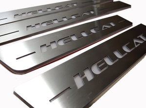 Illuminated LED Door Sill Tread Plates Dodge Charger 2011-2023 With HELLCAT Logo Dodge Led Door Sills opdesign