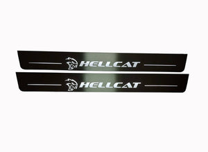 Illuminated LED Door Sill Tread Plates Chrysler 300C II 2011-2023 With HELLCAT Logo Chrysler Led Door Sills opdesign