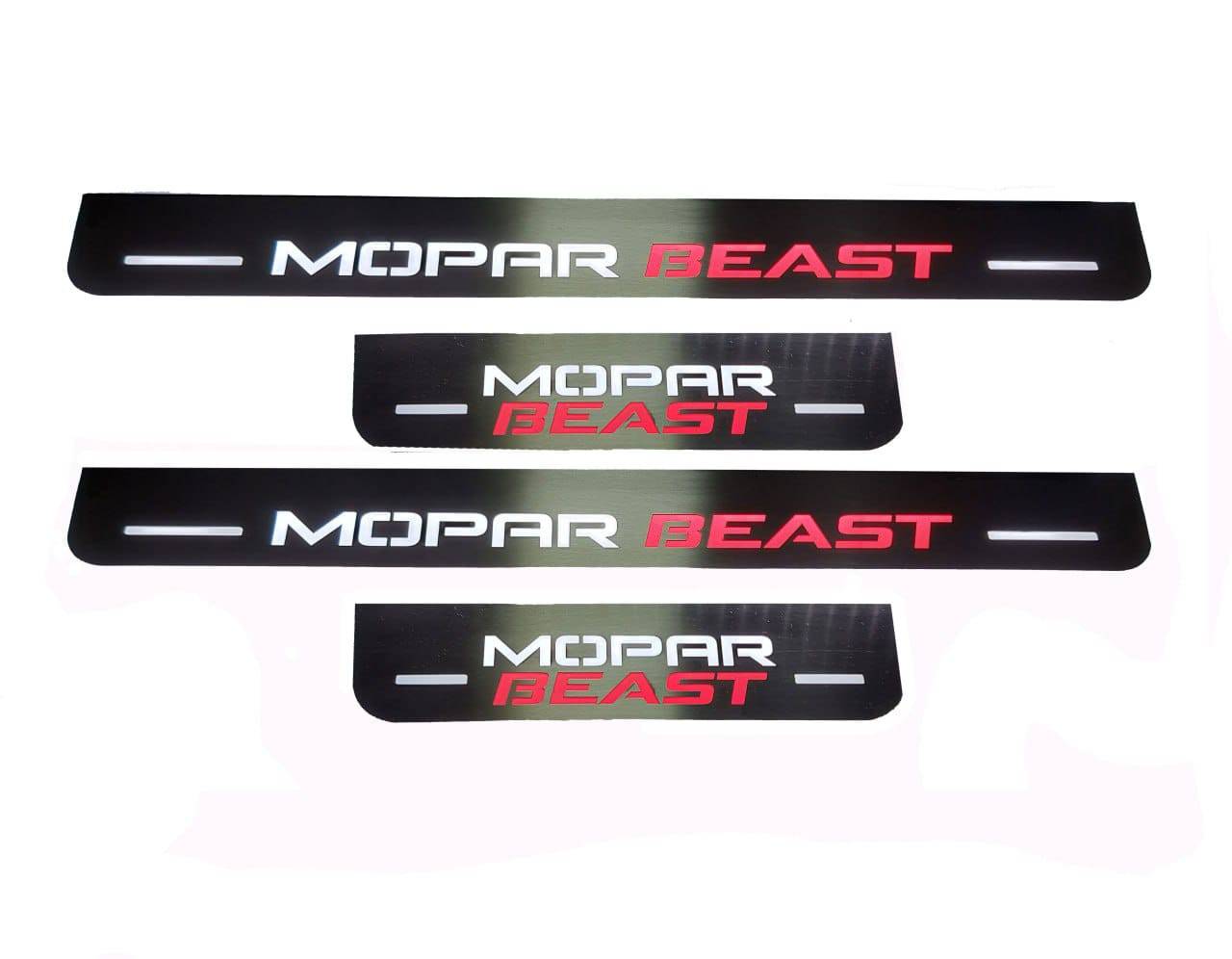 Illuminated LED Door Sill Tread Plates Dodge Charger 2023+ With MOPAR BEAST Logo Dodge Led Door Sills opdesign