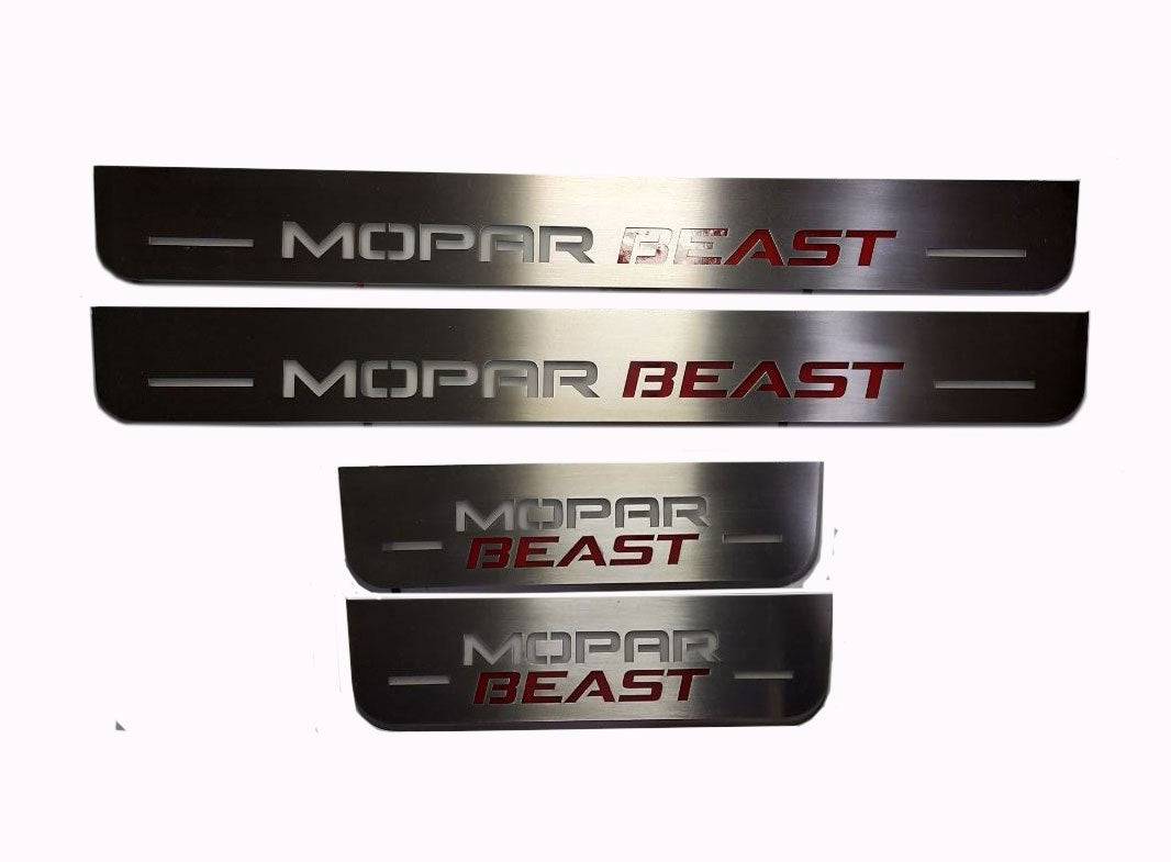 Illuminated LED Door Sill Tread Plates Dodge Charger 2023+ With MOPAR BEAST Logo Dodge Led Door Sills opdesign