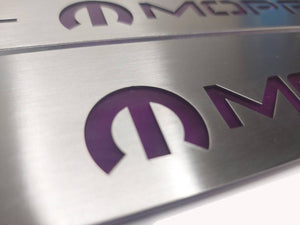 Illuminated LED Door Sill Tread Plates Chrysler 300C II 2011+ With MOPAR Logo Chrysler Led Door Sills opdesign