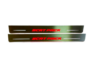 Illuminated LED Door Sill Tread Plates Dodge Charger 2011-2023 With SCAT PACK Logo Dodge Led Door Sills opdesign