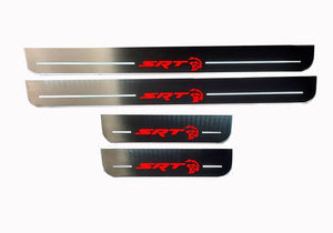 Illuminated LED Door Sill Tread Plates Chrysler 300C II 2011-2023 With HELLCAT Logo Chrysler Led Door Sills opdesign