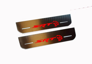 Illuminated LED Door Sill Tread Plates Chrysler 300C II 2011-2023 With HELLCAT Logo Chrysler Led Door Sills opdesign