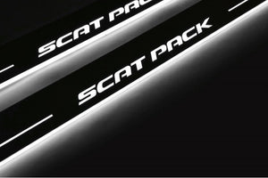 Dodge Charger LD 2011+ stainless steel LED door sill plates with SCAT PACK logo