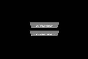 Illuminated LED Door Sill Tread Plates Dodge Charger 2023+ With CHARGER Logo Dodge Led Door Sills opdesign