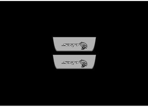 Illuminated LED Door Sill Tread Plates Dodge Durango III 2011+ With SRT Hellcat Logo Dodge Led Door Sills opdesign