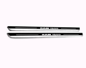RAM 1500 IV 2009+ stainless steel illuminated door sill protectors with Illuminated RAM 1500 logo