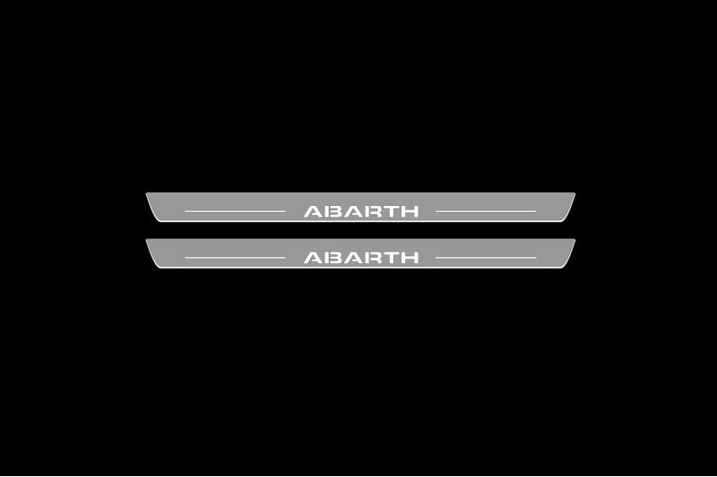 Illuminated LED Door Sill Tread Plates Fiat 500 2007+ With Abarth Logo Fiat Led Door Sills opdesign