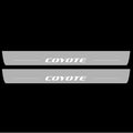 Illuminated LED Door Sill Tread Plates Ford Mustang VI 2015-2023 With Coyote Logo Ford Led Door Sills opdesign