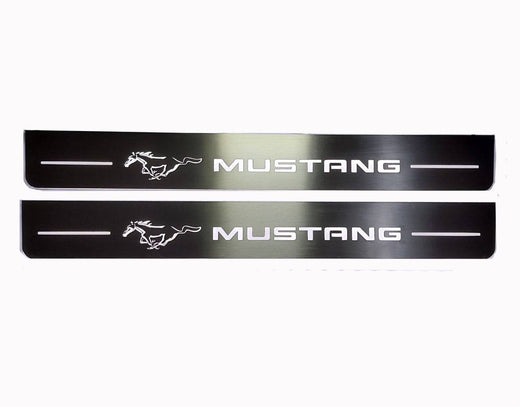 Ford Mustang V S197 2005–2015 — Stainless Steel LED Door Sills — Mustang Logo