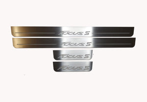 Illuminated LED Door Sill Tread Plates Ford Focus III 2011-2018 With Focus S Logo Ford Led Door Sills opdesign