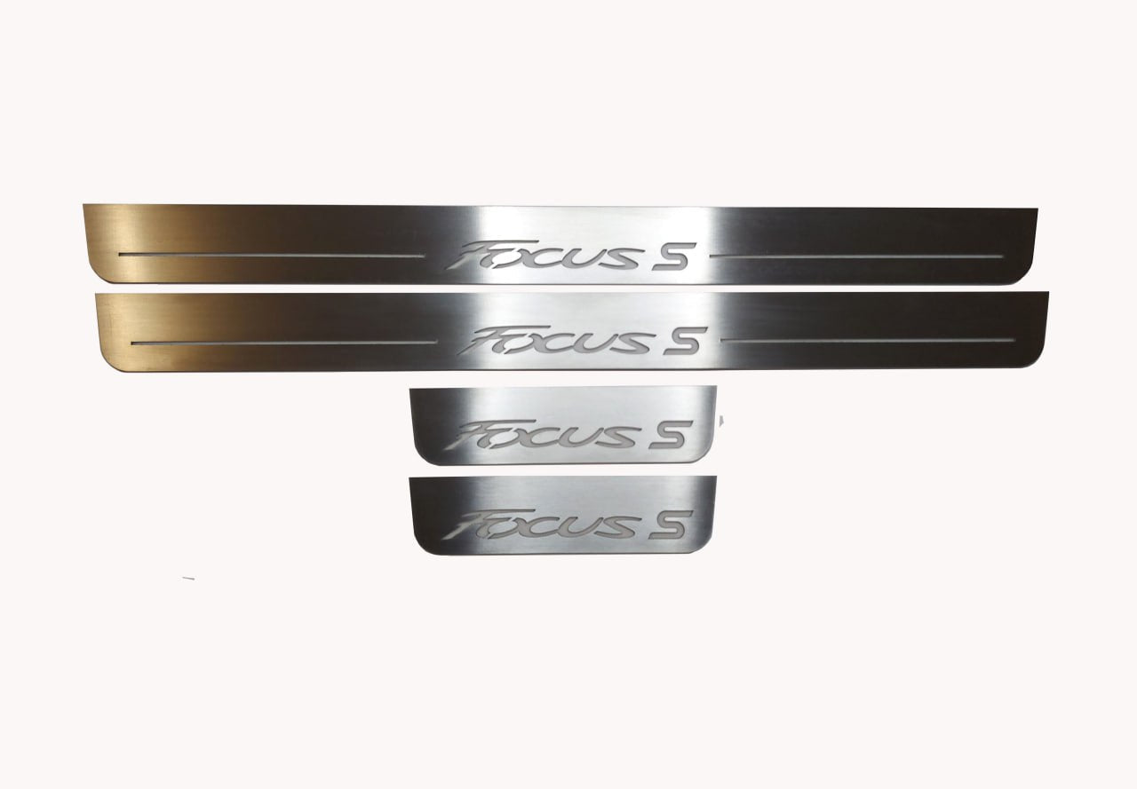 Illuminated LED Door Sill Tread Plates Ford Focus III 2011-2018 With Focus S Logo Ford Led Door Sills opdesign