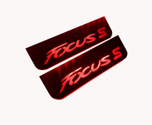Illuminated LED Door Sill Tread Plates Ford Focus III 2011-2018 With Focus S Logo Ford Led Door Sills opdesign