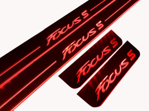 Illuminated LED Door Sill Tread Plates Ford Focus III 2011-2018 With Focus S Logo Ford Led Door Sills opdesign