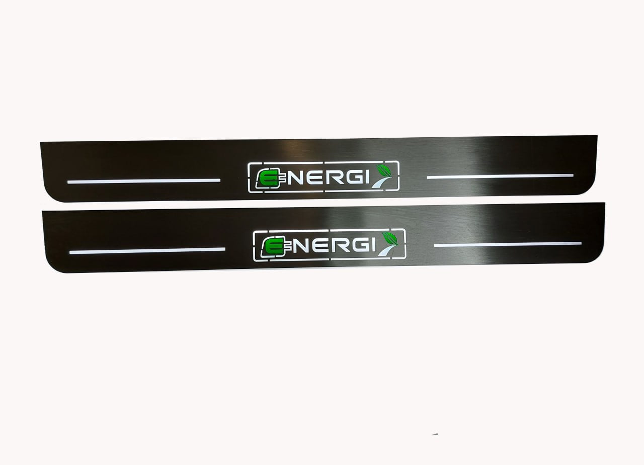 Illuminated LED Door Sill Tread Plates Ford Fusion II 2012-2020 With Energi Logo (Type 2) Ford Led Door Sills opdesign