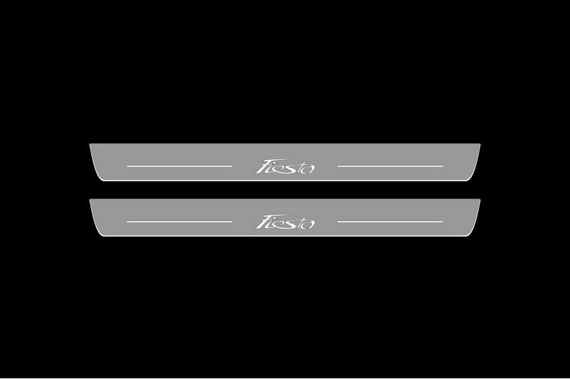 Illuminated LED Door Sill Tread Plates Ford Fiesta 2008-2017 With Fiesta Logo Ford Led Door Sills opdesign