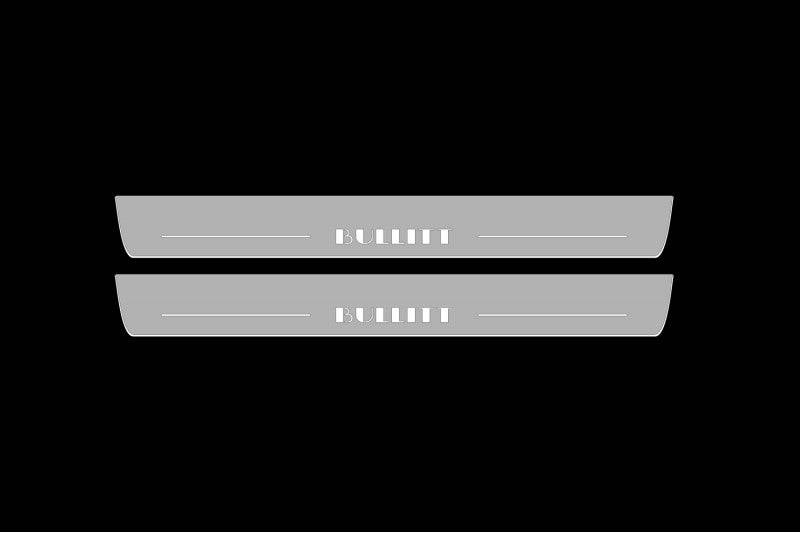 Illuminated LED Door Sill Tread Plates Ford Mustang V 2005-2015 With BULLITT Logo Ford Led Door Sills opdesign