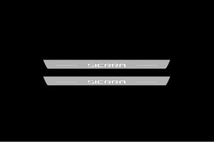 Illuminated LED Door Sill Tread Plates GMC Sierra V 2018+ With Sierra Logo GMC Led Door Sills opdesign