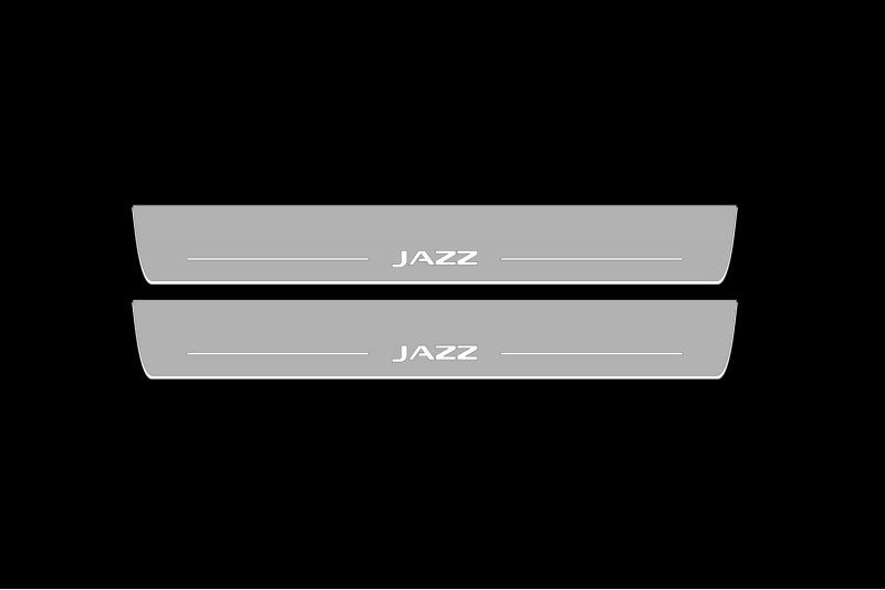 Illuminated LED Door Sill Tread Plates Honda Jazz V 2020+ With Jazz Logo Honda Led Door Sills opdesign