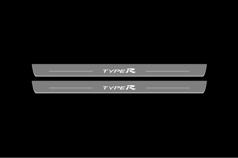 Illuminated LED Door Sill Tread Plates Honda Civic 3D 2006-2012 With TypeR Logo Honda Led Door Sills opdesign