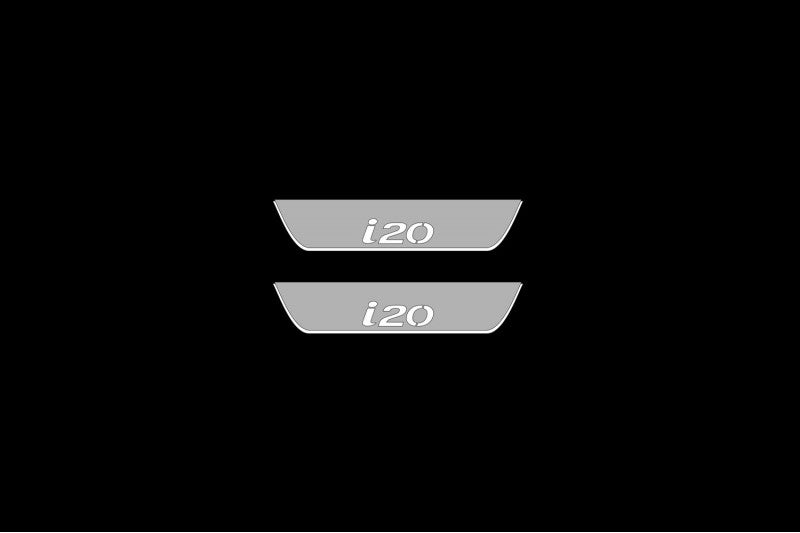 Illuminated LED Door Sill Tread Plates Hyundai i20 I 2009-2014 With i20 Logo Hyundai Led Door Sills opdesign