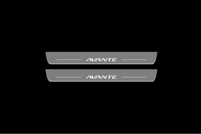 Illuminated LED Door Sill Tread Plates Hyundai Avante V MD 2010-2015 With Avante Logo Hyundai Led Door Sills opdesign