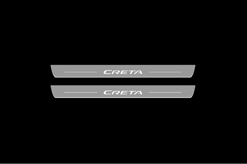 Illuminated LED Door Sill Tread Plates Hyundai Creta I 2016-2019 With Creta Logo Hyundai Led Door Sills opdesign
