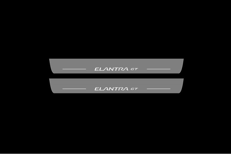 Illuminated LED Door Sill Tread Plates Hyundai Elantra GT 2013-2017 With Elantra GT Logo Hyundai Led Door Sills opdesign