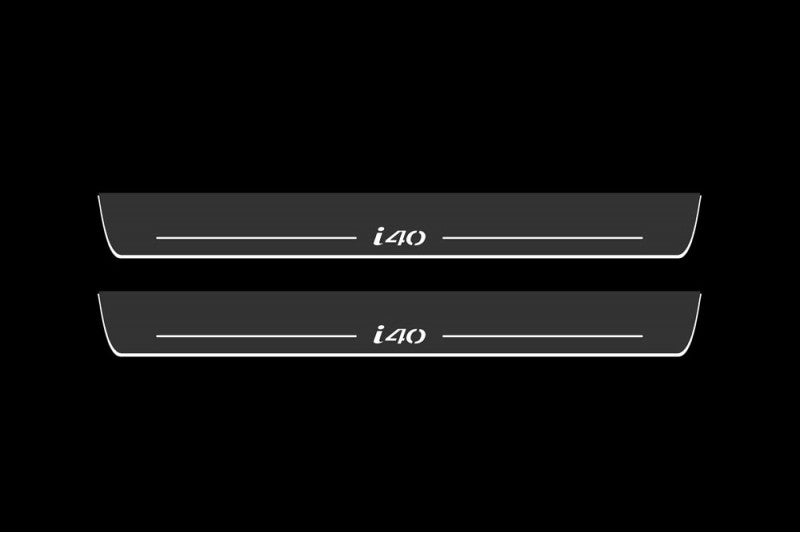 Illuminated LED Door Sill Tread Plates Hyundai i40 2012-2020 With i40 Logo Hyundai Led Door Sills opdesign