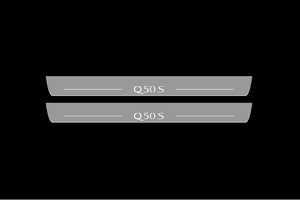 Illuminated LED Door Sill Tread Plates Infiniti Q50 2013-2024 With Q50S Logo Infiniti Led Door Sills opdesign