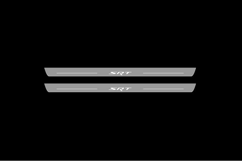 Illuminated LED Door Sill Tread Plates Jeep Grand Cherokee III 2005-2010 With SRT Logo Jeep Led Door Sills opdesign